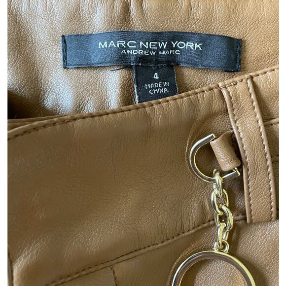 MARC NEW YORK, SIZE 4, BROWN FAUX LEATHER PANTS, STRAIGHT - Picture 4 of 4